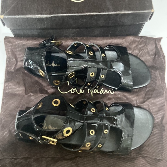 Cole Haan Nike Air Whitney Gladiator sandals 5 w/ gold grommets & buckles - Picture 4 of 12
